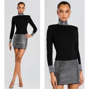 Retrofete Black and Silver Mini Dress